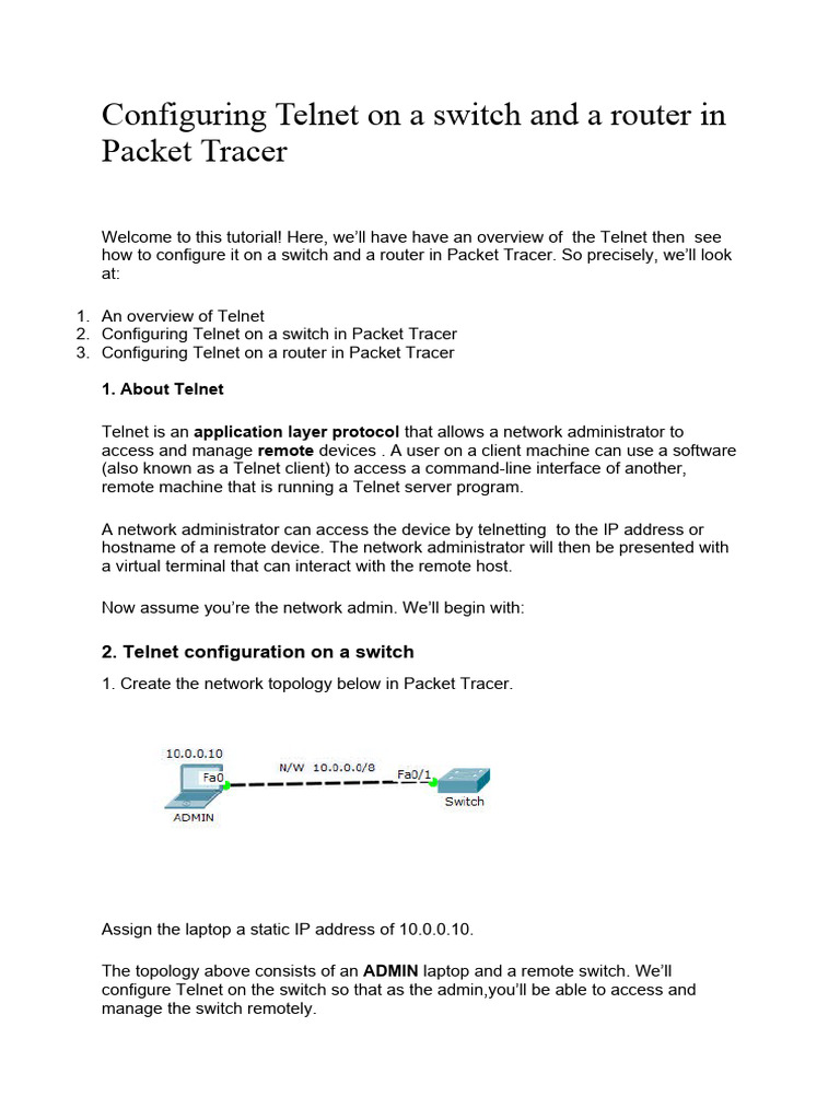 Telnet | PDF | Computer Network | Router (Computing)