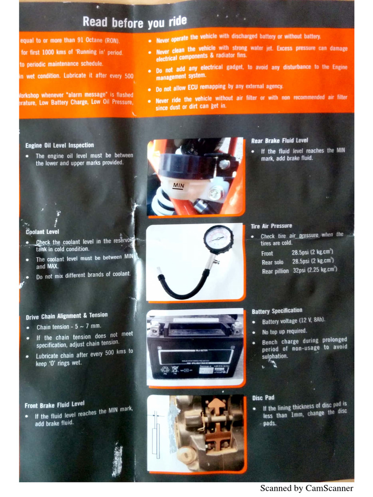 KTM Duke 250 Manual | PDF