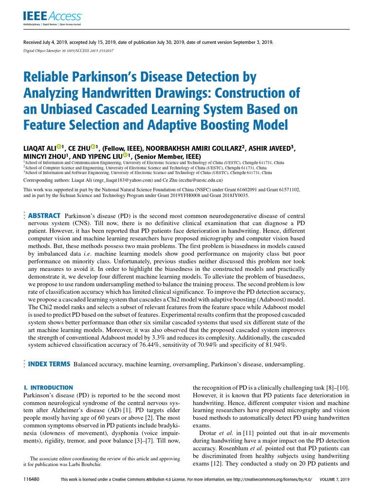 Parkinson's Disease Detection via Handwriting Analysis | PDF | Receiver ...