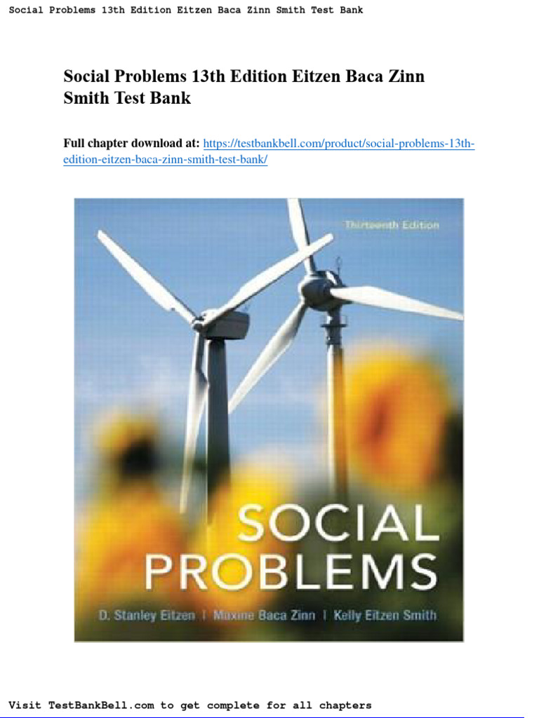 Social Problems 13th Edition Eitzen Baca Zinn Smith Test Bank PDF