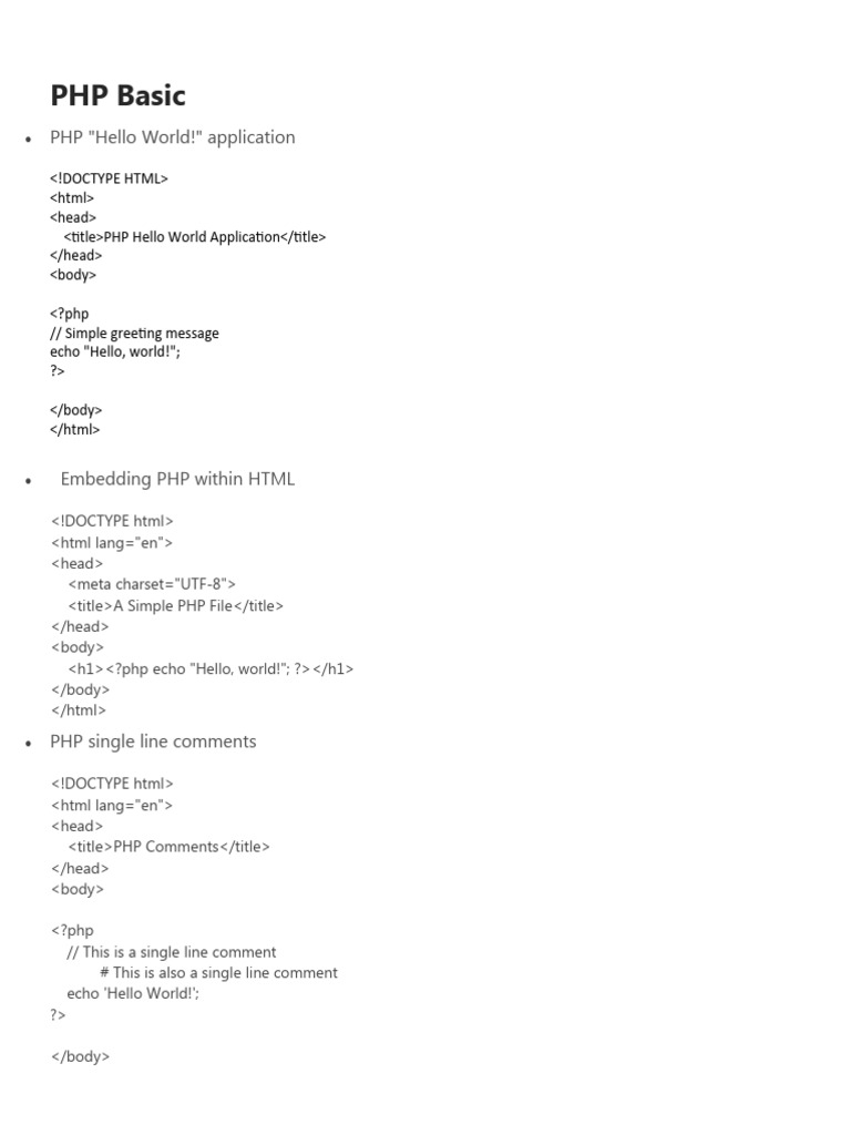 PHP Basic PDF Php Computer Programming