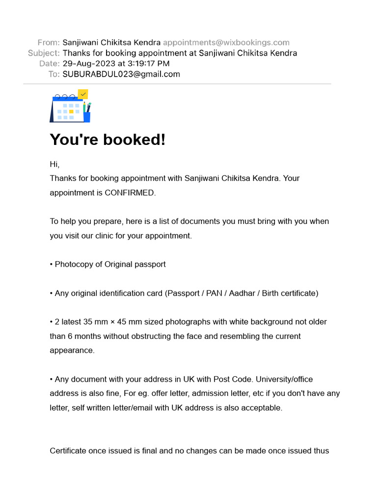 Urine Sample Booking Appointment