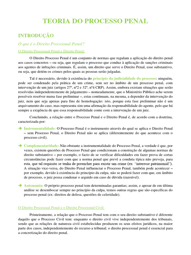 Teoria do Processo Penal: Fundamentos e Relações | PDF | Procedimento ...