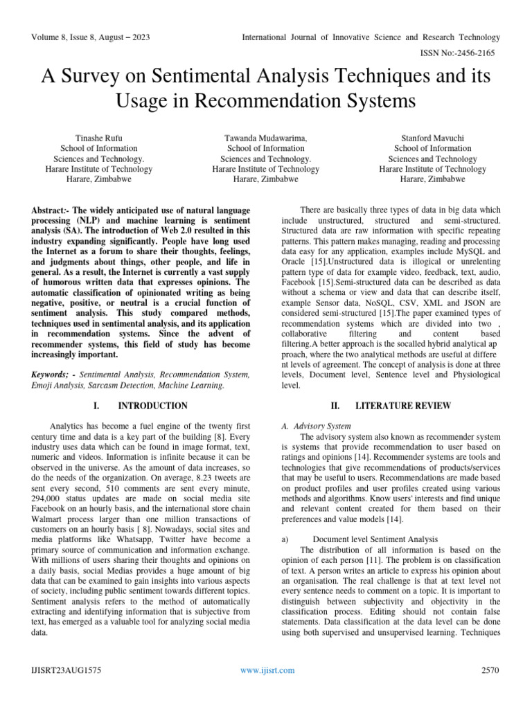 A survey on sentimental analysis techniques and its usage in