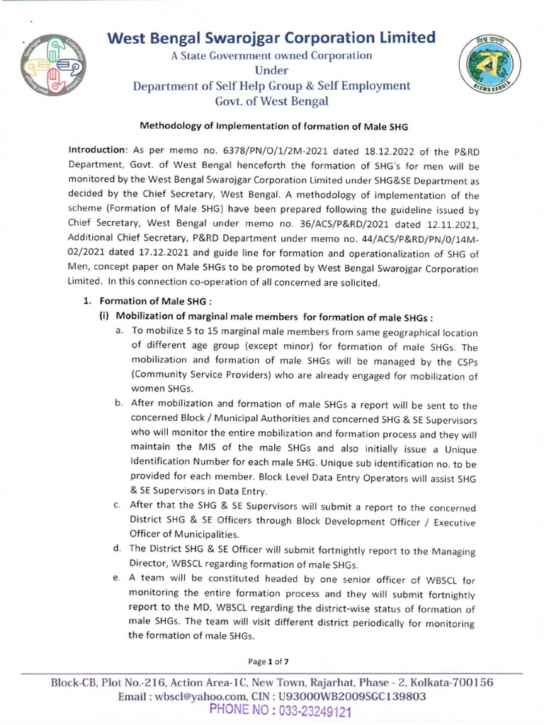 Method of Implement of Formation of SHGs | PDF