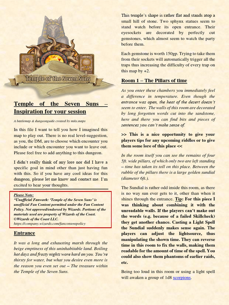 Temple of The Seven Suns DM Guide PDF Sphinx