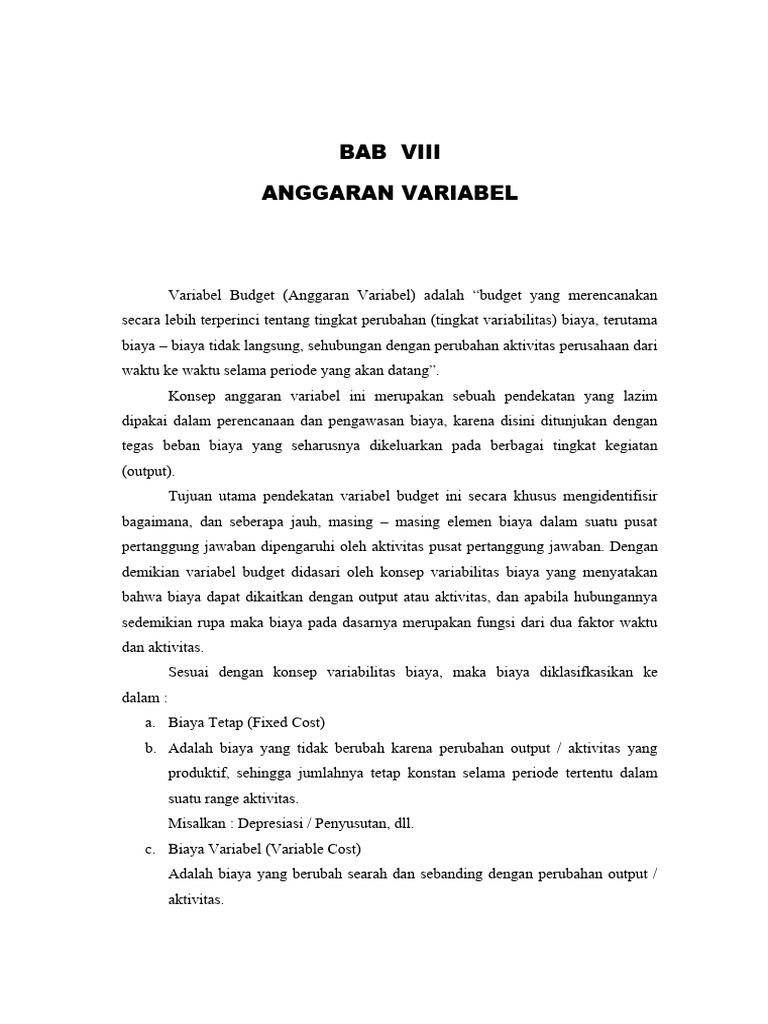 Anggaran Variabel: Konsep dan Metode | PDF | Bisnis