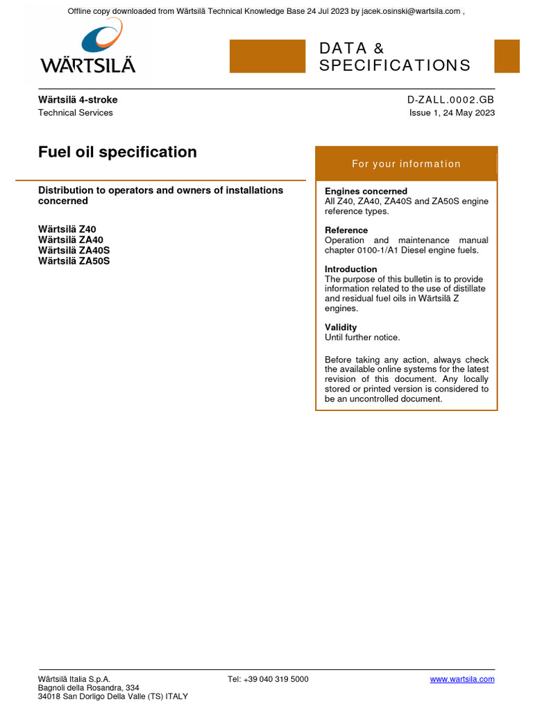 DZALL.0002.GB Fuel Oil Specification External PDF Fuel Oil Fuels