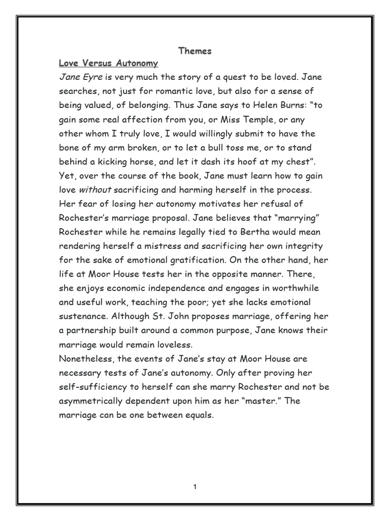 Themes. (Jane Eyre) PDF Jane Eyre