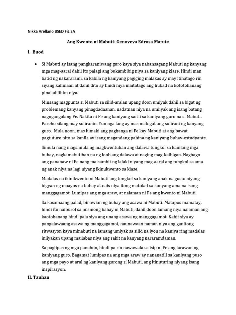 Ang Kwento Ni MABUTI | PDF