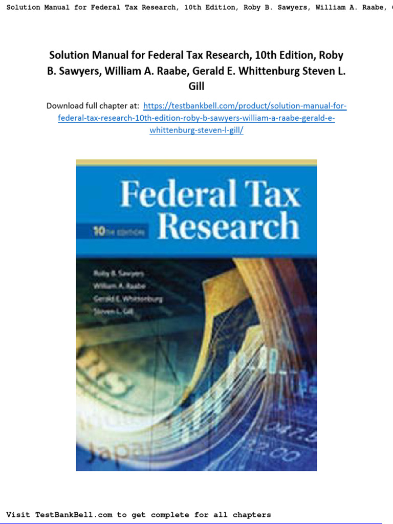 Solution Manual For Federal Tax Research 10th Edition Roby B Sawyers