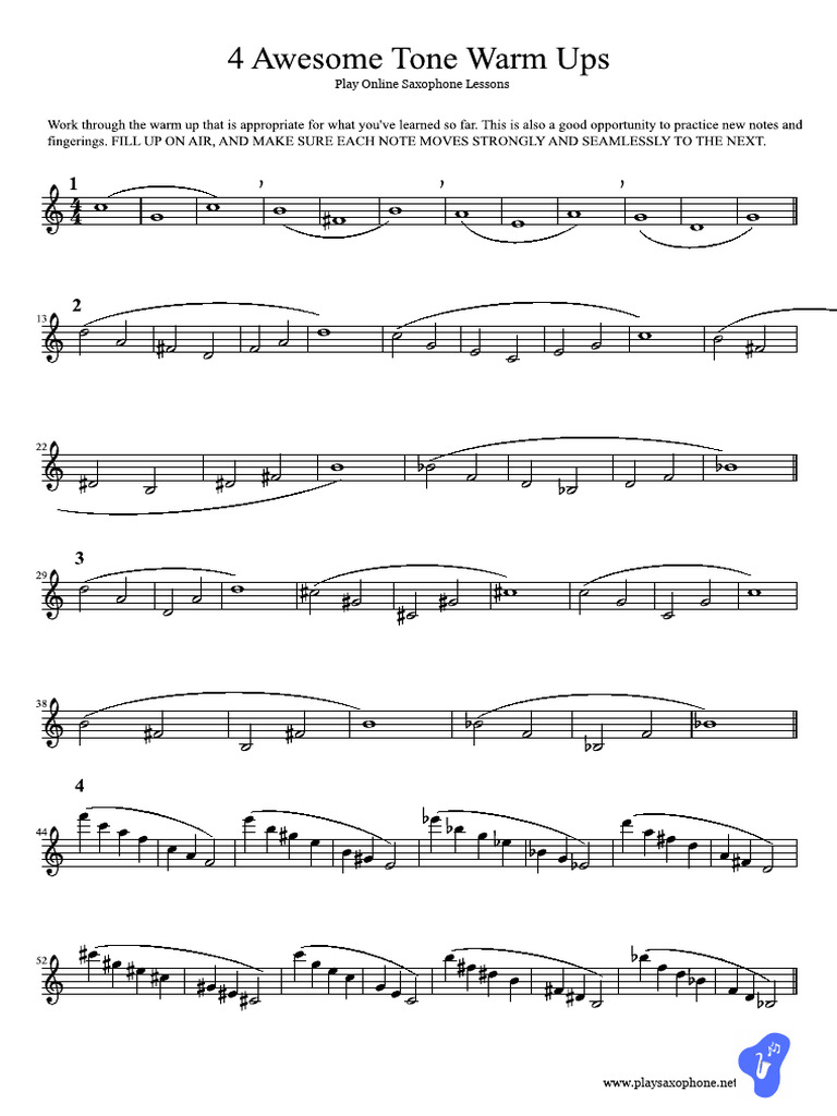 4SaxToneWarmUps PlaySaxophone PDF