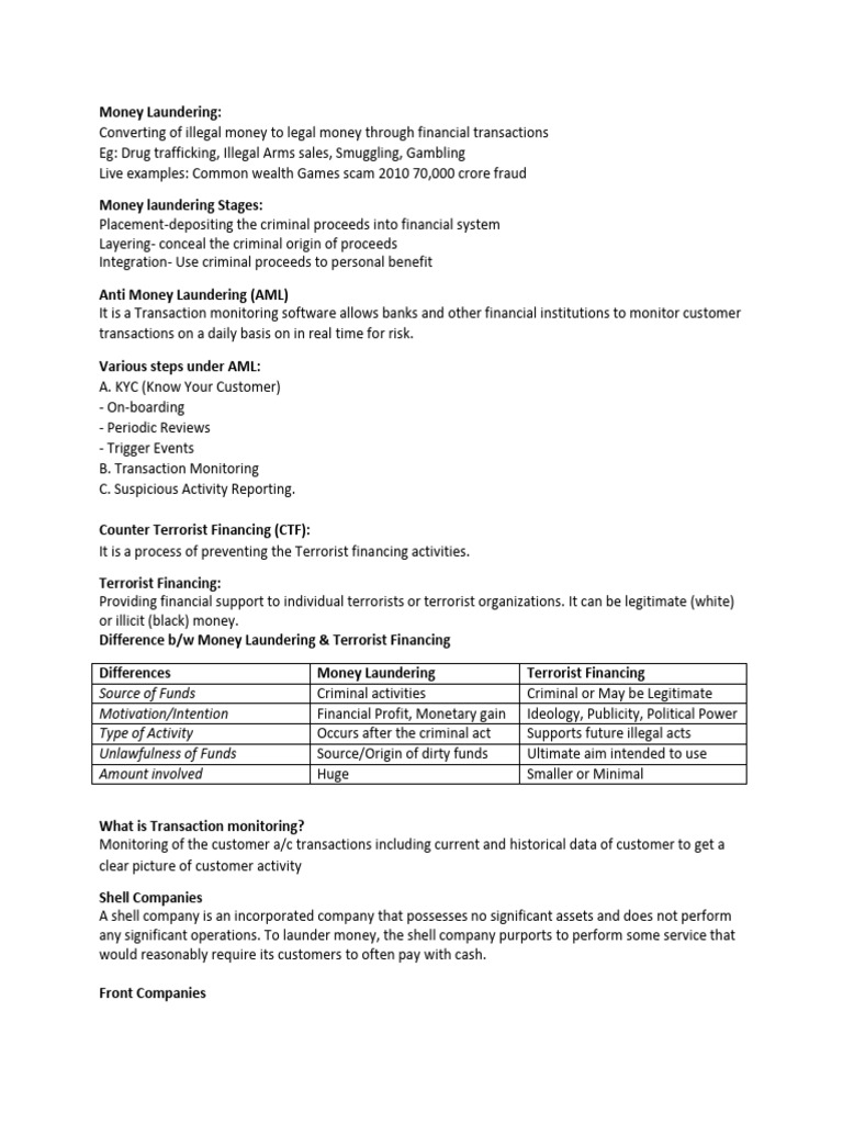 Interview Question Answer For KYC AML Profile 1677153332 | PDF | Money ...