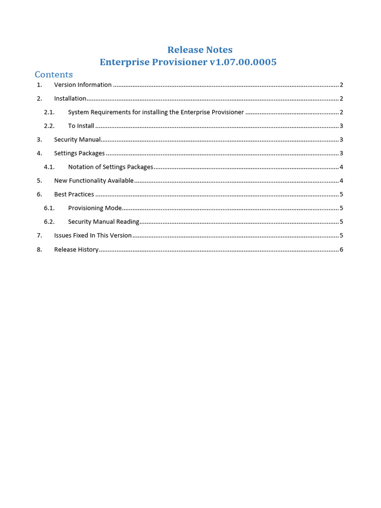 Enterprise Provisioner Release Notes v1.07.00.0005 | PDF | Networking ...