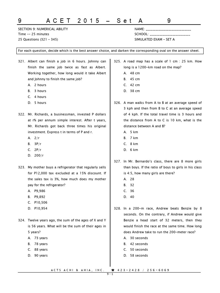 Numerical Ability Practice Questions | PDF | Speed | Economies