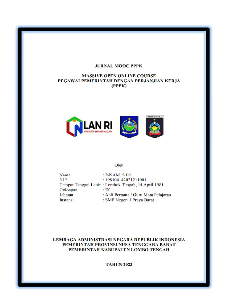 Jurnal mooc pppk guru ta 2023 insam pdf