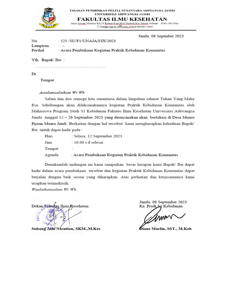 SURAT UNDANGAN PEMBUKAAN ACARA REG B.2.2 | PDF