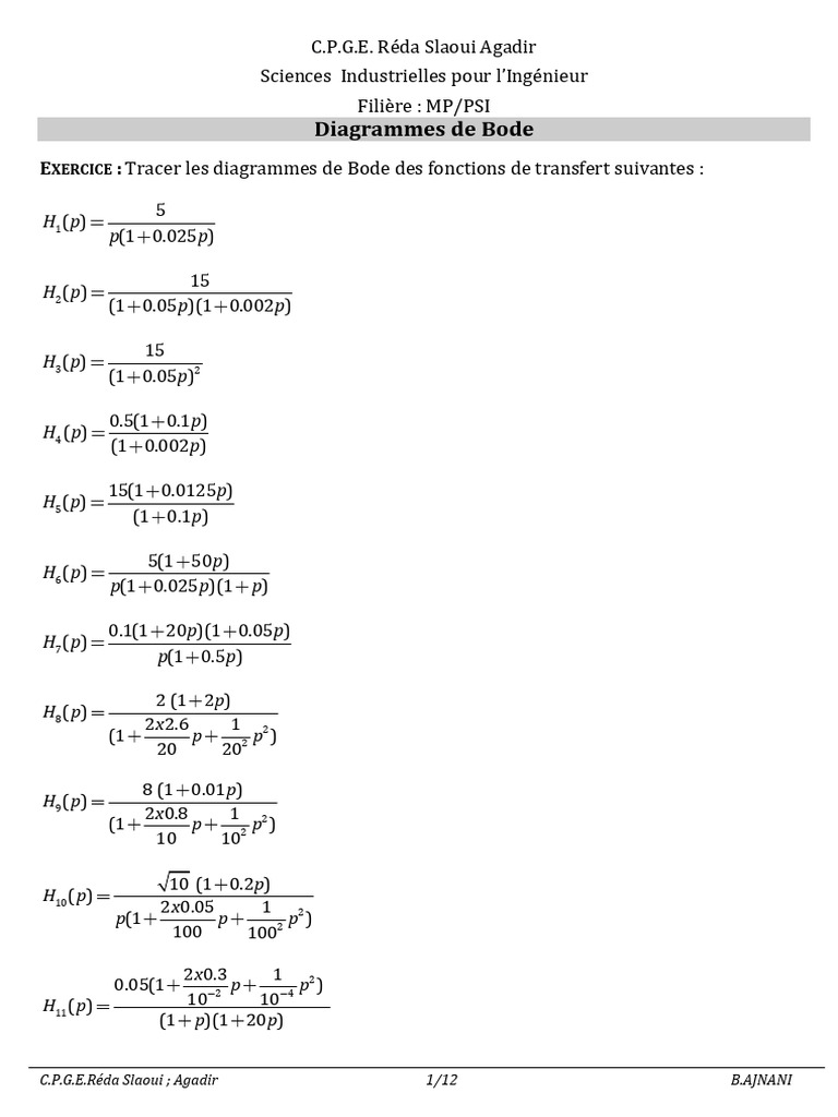 Tracer des diagrammes de Bode | PDF