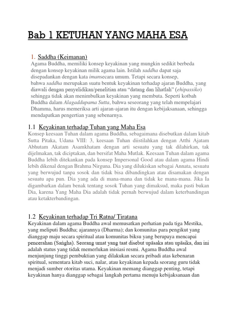 Bab 1 Ketuhanan Yang Maha Esa | PDF | Agama & Spiritualitas