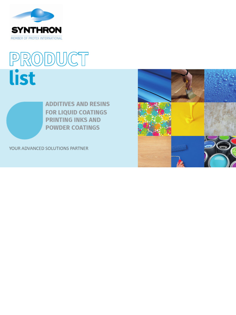 Product List Additives For Coatings - Synthron | PDF | Paint | Coating