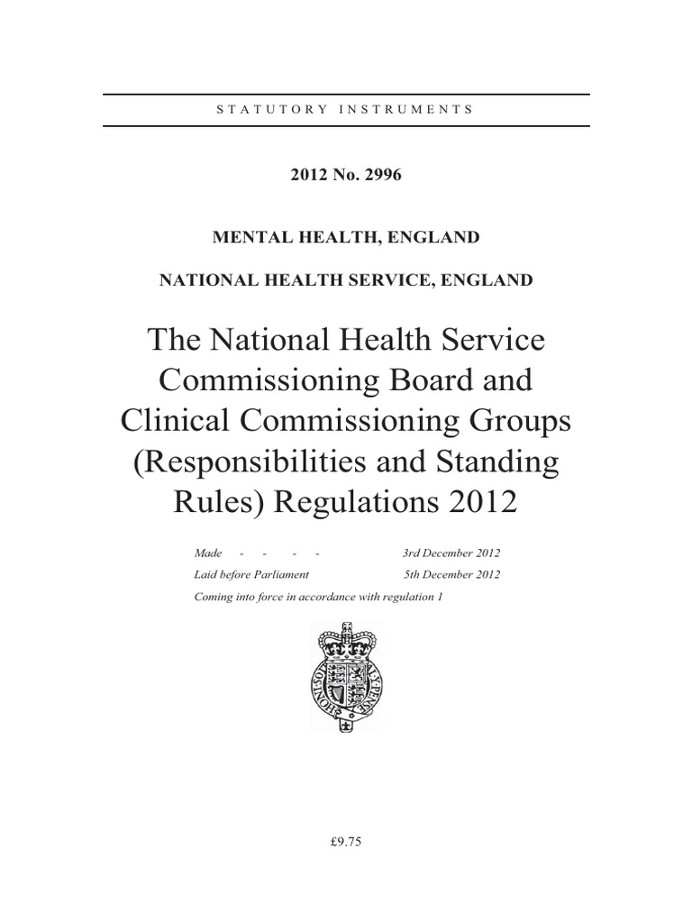 Nhs England and CCG Regulations | PDF | Health Care | National Health ...