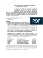 Acta de Fundacion y Constitucion de Asociacion de Vivienda