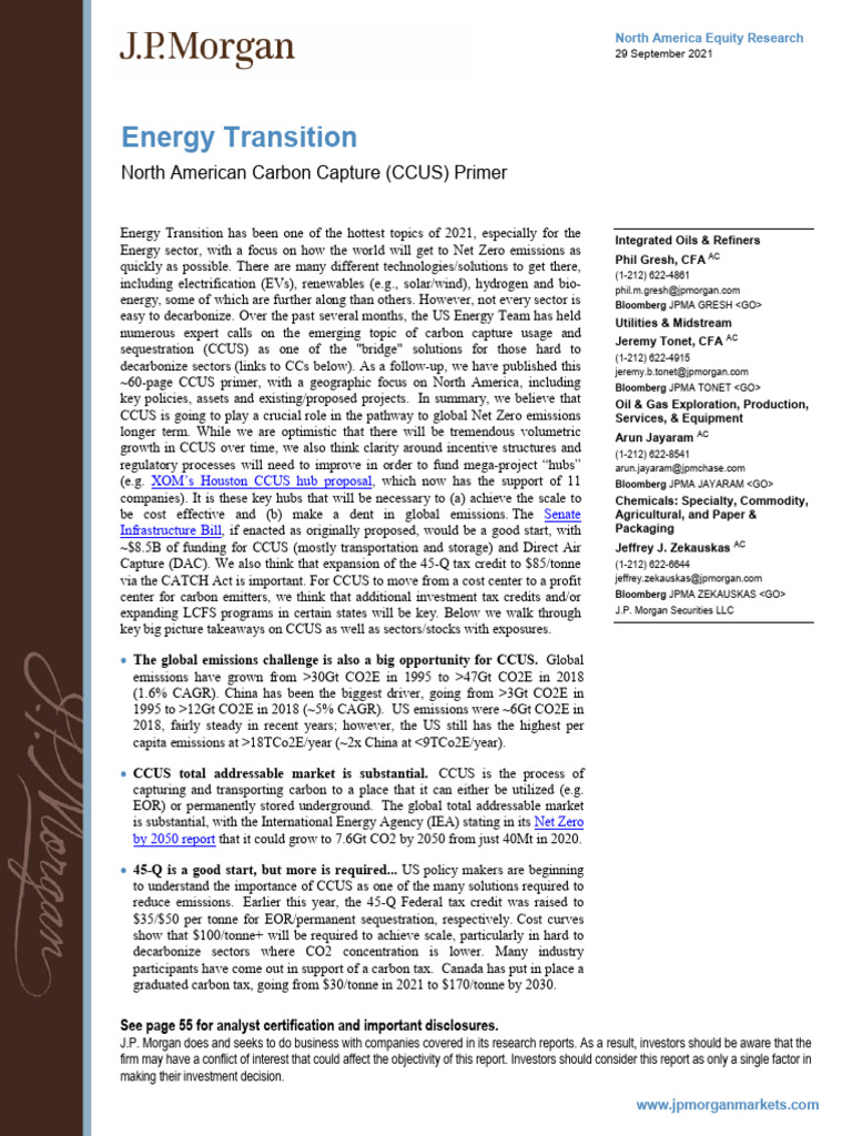 CCUS in North America's Energy Transition | PDF | Carbon Capture And ...