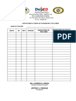 Attendance OF WORK IMMERSION TEACHER 2022