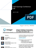 Integer Holdings Corporation Q1 2023 Earnings Call Apr 27 2023