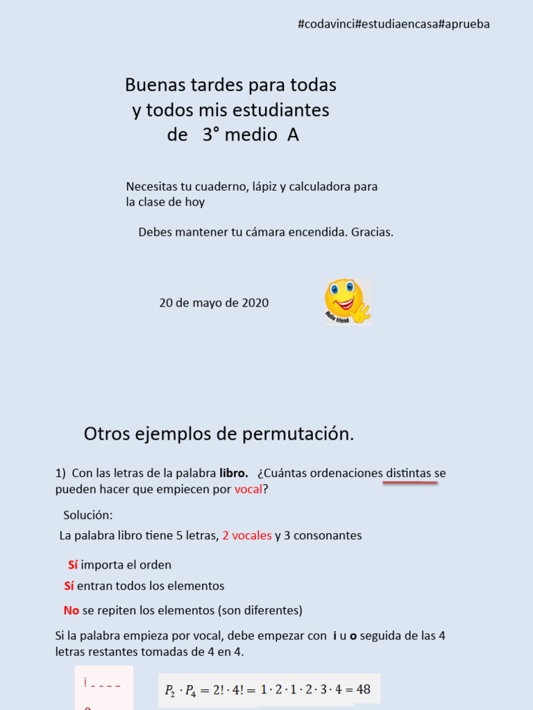 Ejercicios de Permutaciones y Combinaciones | PDF | Permutación