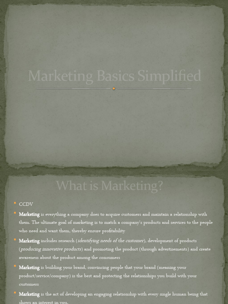 Marketing Basics Pdf Marketing Sales