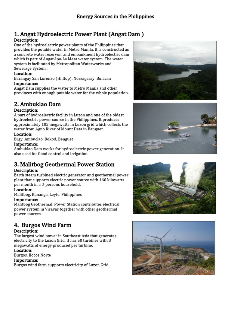 Energy Sources and Locations in the Philippines | PDF | Power Station ...