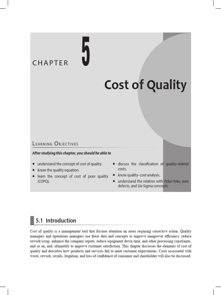 Cost Of Quality Example Problems