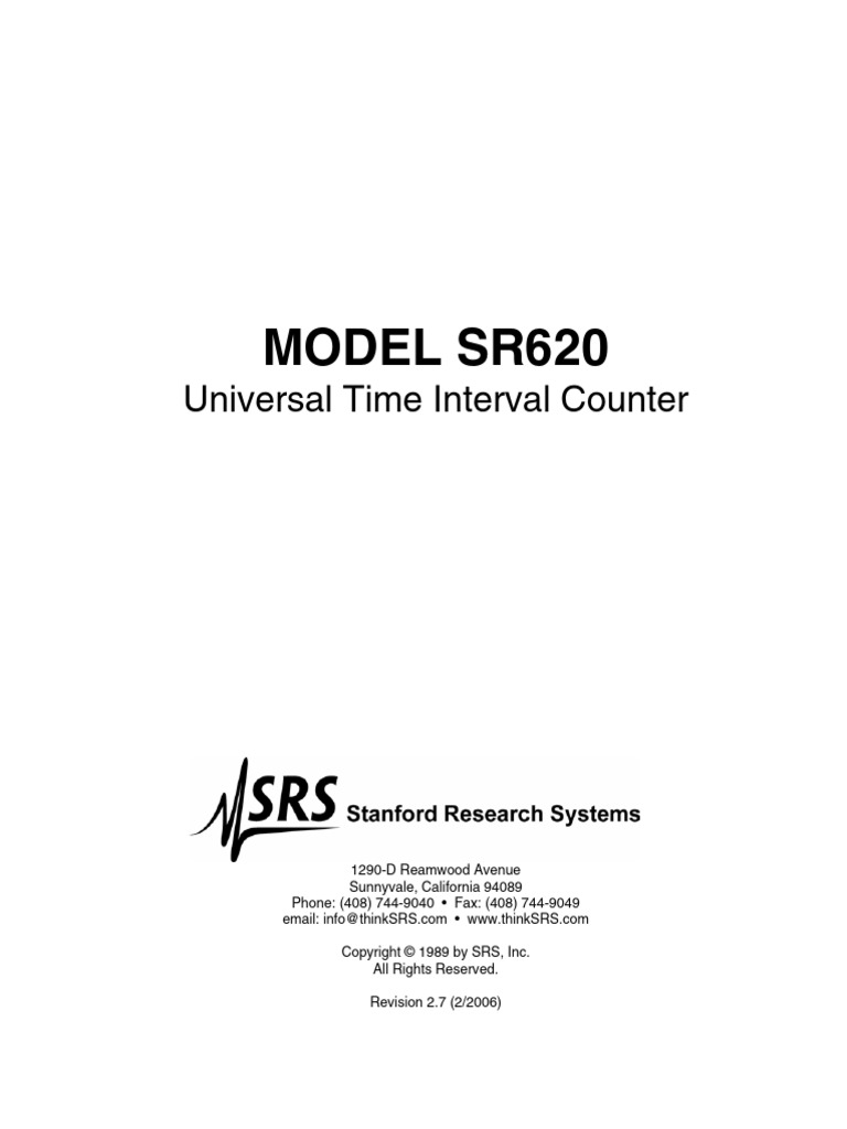 Model Sr620: Universal Time Interval Counter | PDF | Mains Electricity ...