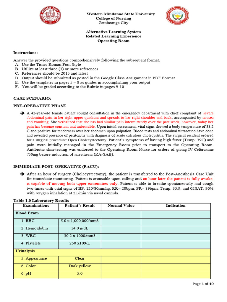 Cholecystectomy Case Study and Care Plan | PDF | Pain | Surgery