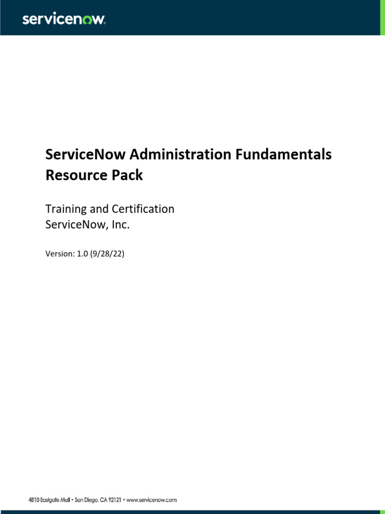Resource Pack ServiceNow Administration Fundamentals Tokyo Final | PDF ...