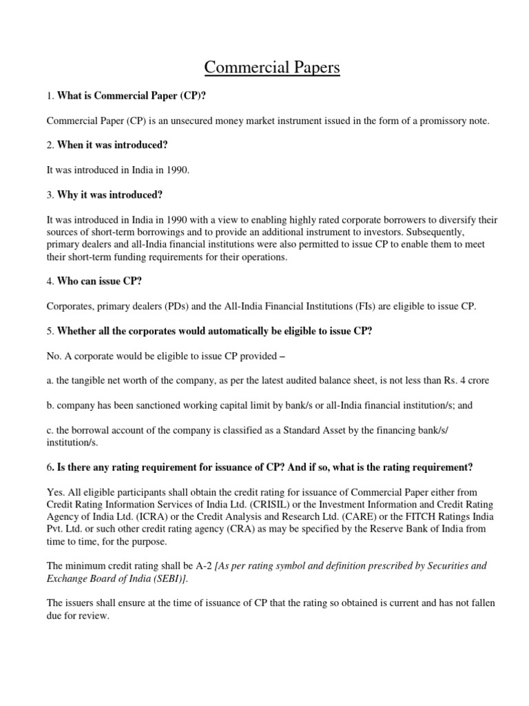 Commercial Papers PDF Commercial Paper Securitization