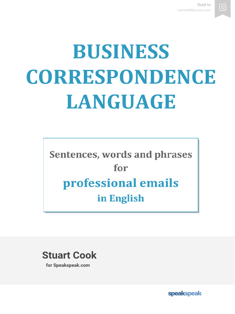Business Correspondence Language PDF Sentence (Linguistics) Verb