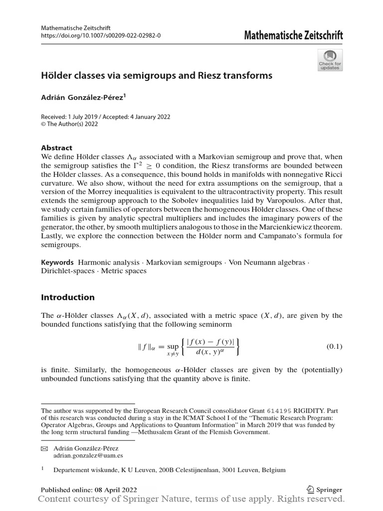 Holder Classes Via Semigroups and Riesz Transforms PDF Norm