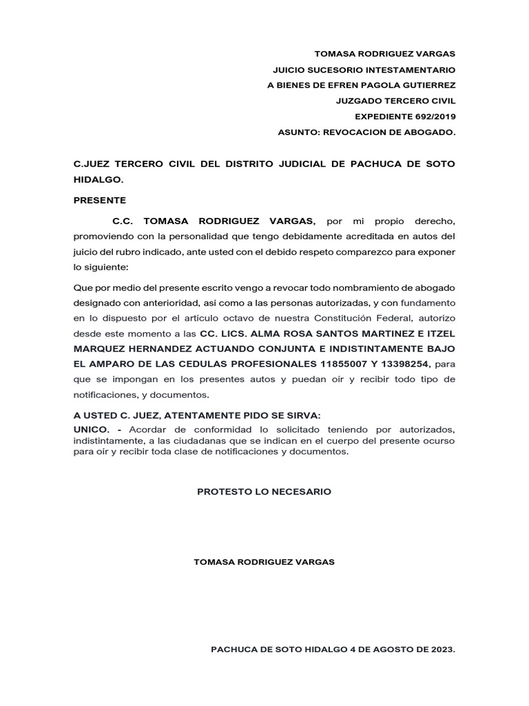 Revocacion de Abogado | PDF