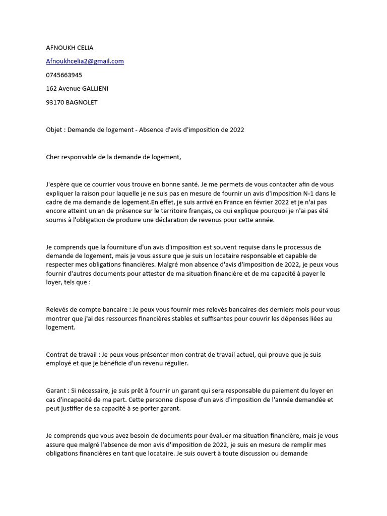 Lettre Explicative | PDF