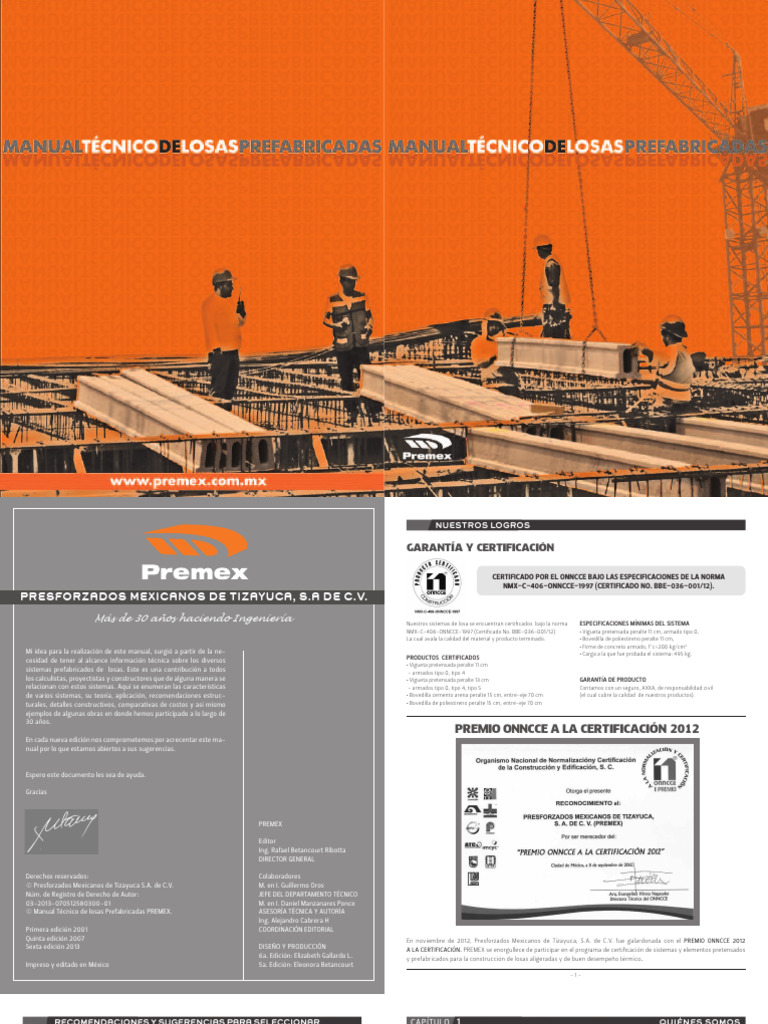 Productos de Presforzados Mexicanos PREMEX | PDF | Hormigón | Extrusión