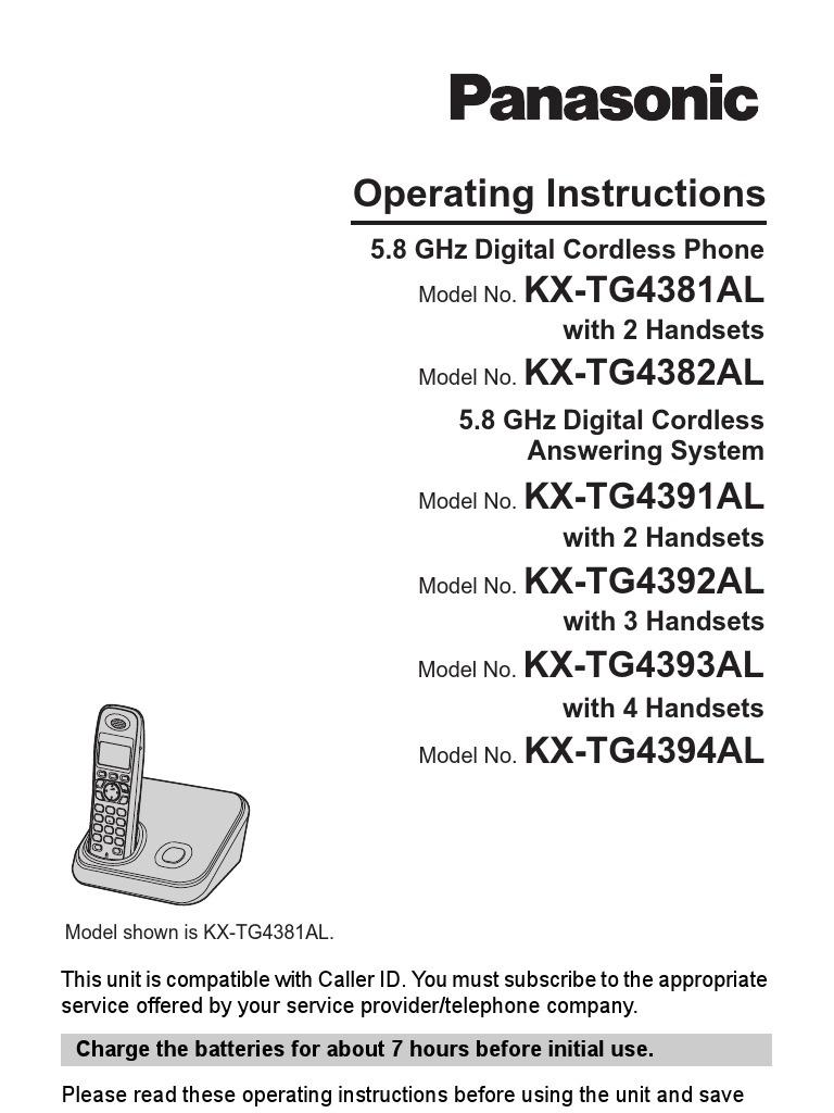 Panasonic Cordless Phone User Guide PDF Telephone Battery