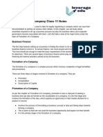 Formation of A Company Class 11 Notes