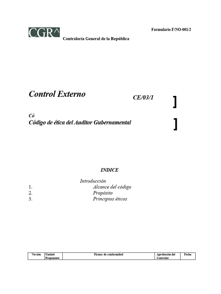 Código de Ética del Auditor Gubernamental | PDF | Contralor | Auditoría