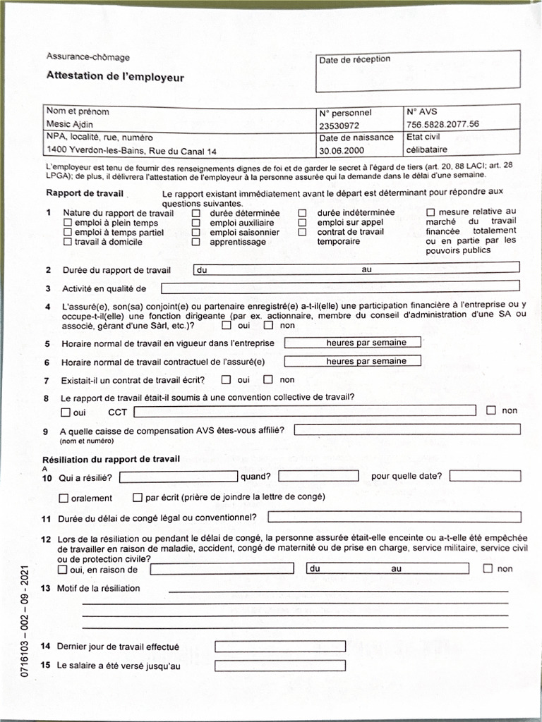 Attestation de l’Employeur | PDF