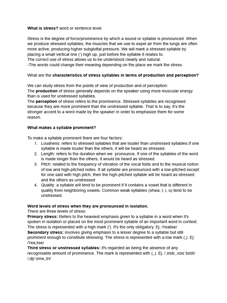 Understanding English Stress Patterns | PDF | Stress (Linguistics) | Word