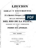 Tomo 1 1836 Coleccion de Documentos Historia Antigua de Las Provincias Del Rio de La Plata Pedro de Angelis