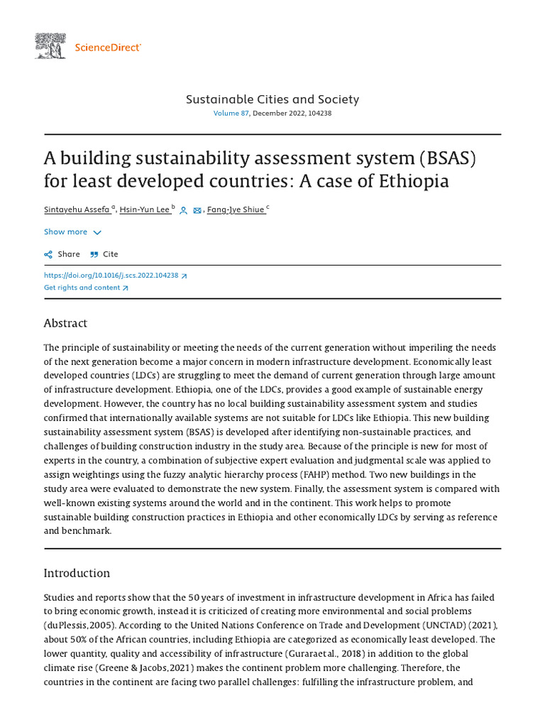 Building Sustainability Assessment in Ethiopia | PDF | Green Building ...