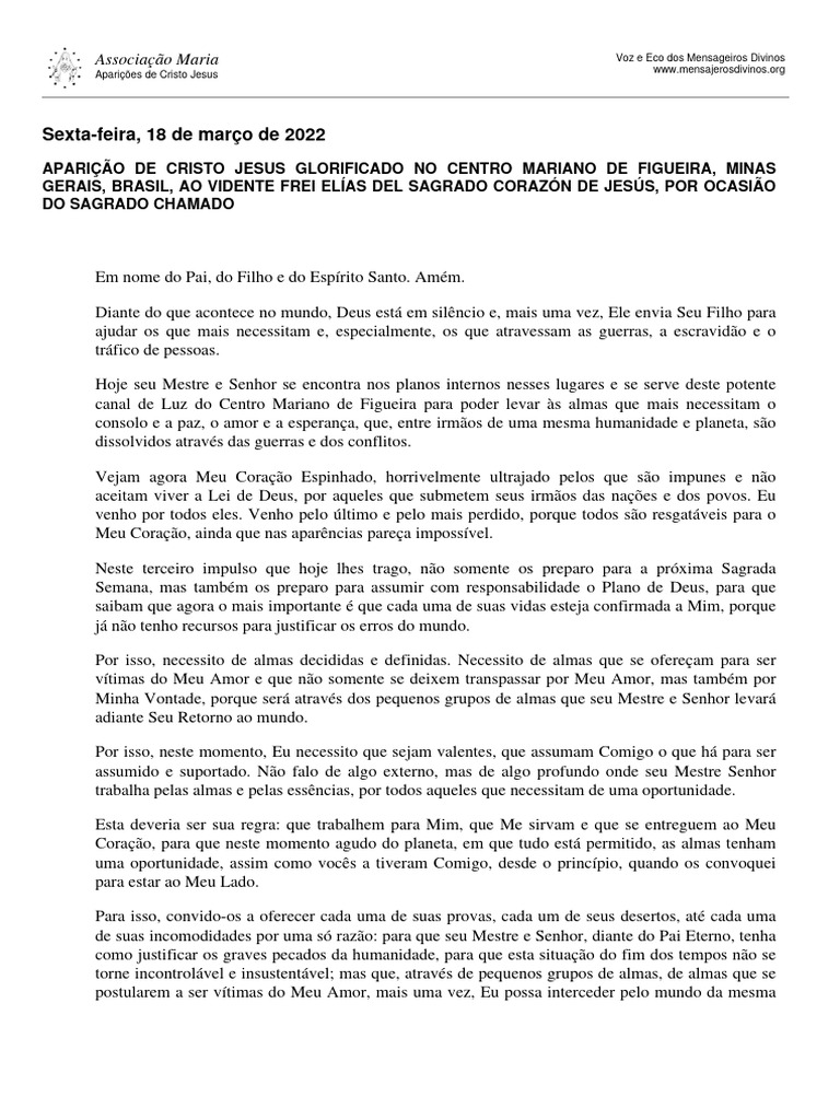 18 3 2022 apari o de cristo jesus glorificado vidente frei el as